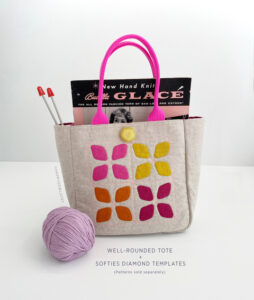 Softies applique diamonds knot bag
